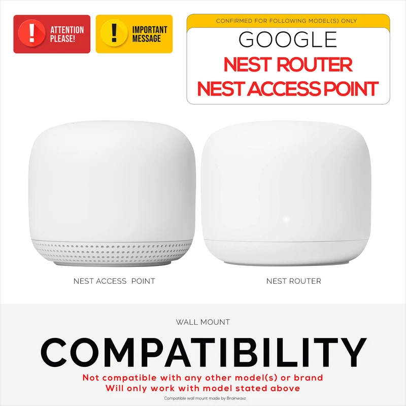 Wall Mount Para sa Google Nest Router at Nest WiFi Point, Madaling I-install ang Holder Bracket, Bawasan ang Interference at Clutter