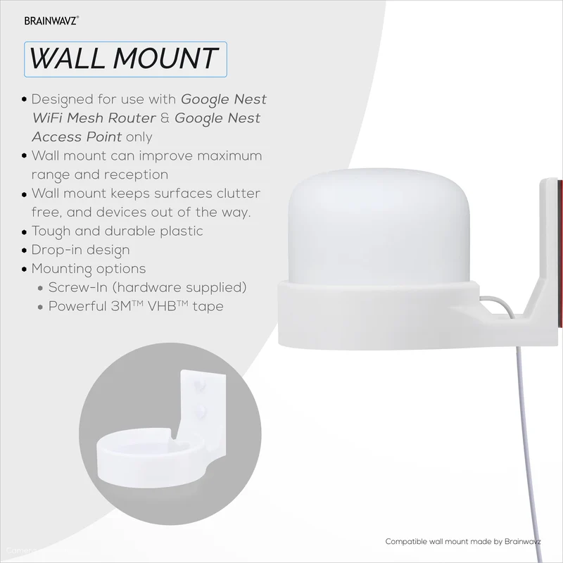 Wall Mount Para sa Google Nest Router at Nest WiFi Point, Madaling I-install ang Holder Bracket, Bawasan ang Interference at Clutter