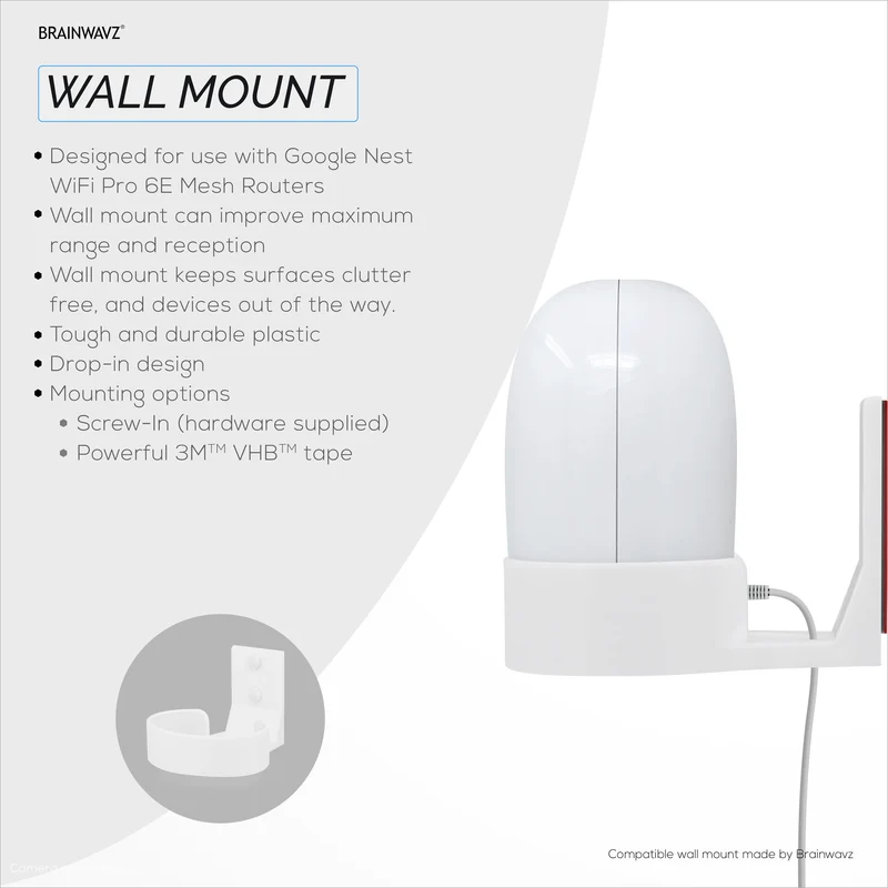 Supporto a parete per router mesh Google Nest WiFi Pro 6E, staffa di supporto facile da installare, riduce interferenze e disordine