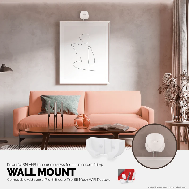 Supporto a parete compatibile con i router WiFi Mesh EERO Pro 6 e EERO Pro 6E, riduce le interferenze e il disordine