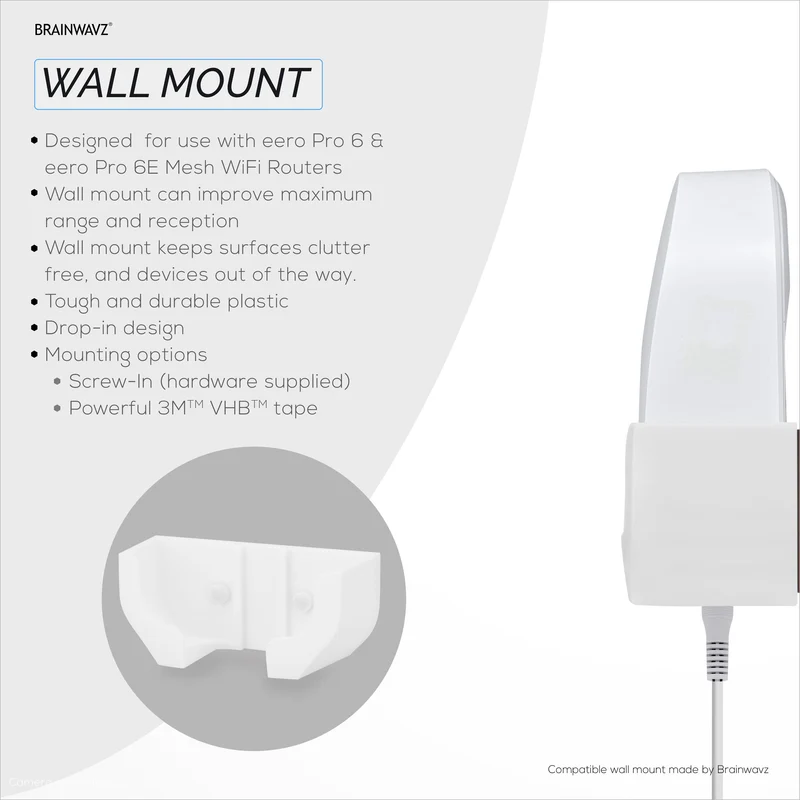 Supporto a parete compatibile con i router WiFi Mesh EERO Pro 6 e EERO Pro 6E, riduce le interferenze e il disordine