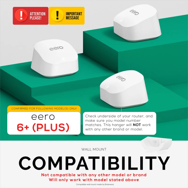 Screwless Wall Mount Para sa EERO 6 Plus Mesh Wifi Router (GUMAGANA LANG SA 6 PLUS), Malakas na VHB Adhesive, Madaling I-install, Bawasan ang Interference at Palakihin ang Saklaw, Dumikit at Screw-in Mounting