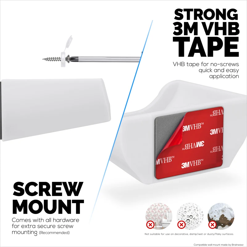 Screwless Wall Mount Para sa EERO 6 Plus Mesh Wifi Router (GUMAGANA LANG SA 6 PLUS), Malakas na VHB Adhesive, Madaling I-install, Bawasan ang Interference at Palakihin ang Saklaw, Dumikit at Screw-in Mounting