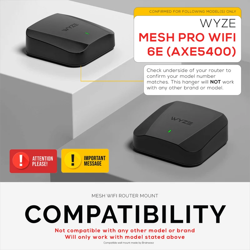 Wall Mount Compatible sa Wyze PRO (AXE5400) Mesh Router Wi-Fi 6E Tri-Band, Madaling I-install ang Holder Bracket, Bawasan ang Interference at Clutter