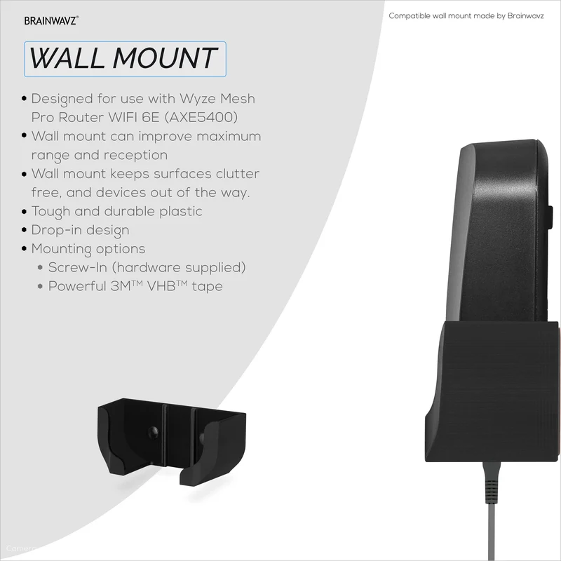 Wall Mount Compatible sa Wyze PRO (AXE5400) Mesh Router Wi-Fi 6E Tri-Band, Madaling I-install ang Holder Bracket, Bawasan ang Interference at Clutter