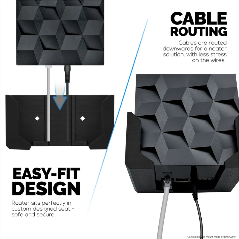 Screwless Wall Mount Para sa Netgear Nighthawk MK62 Router, Malakas na VHB Adhesive, Madaling I-install ang Holder, Bawasan ang Interference at Palakihin ang Saklaw, Dumikit at Screw-in Mounting