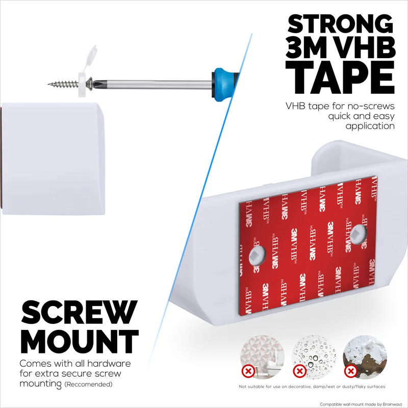 Screwless Wall Mount Para sa Wyze WiFi 6 AX3000 Mesh Router, Malakas na VHB Adhesive, Madaling I-install, Bawasan ang Interference at Palakihin ang Saklaw, Dumikit at Screw-in Mounting