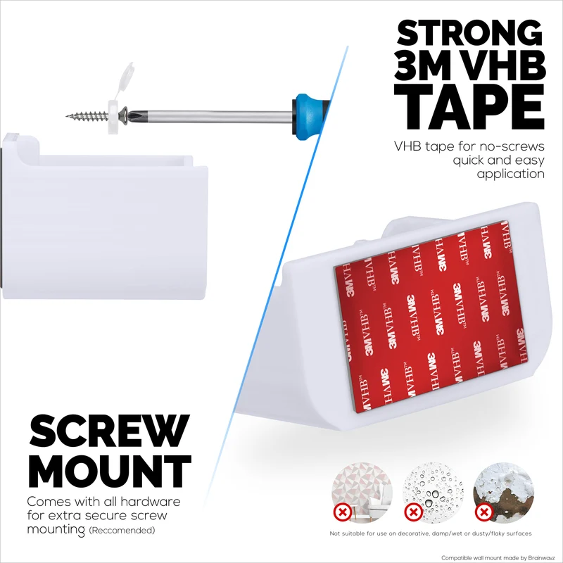 Adhesive Wall Mount Para sa Netgear Orbi RBK13 Router, Malakas na VHB Adhesive, Madaling I-install, Bawasan ang Interference at Palakihin ang Saklaw, Dumikit at Screw-in Mounting