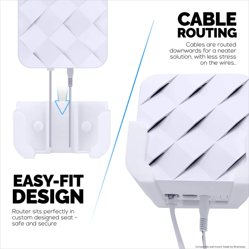 Adhesive Wall Mount Para sa Netgear Orbi RBK13 Router, Malakas na VHB Adhesive, Madaling I-install, Bawasan ang Interference at Palakihin ang Saklaw, Dumikit at Screw-in Mounting
