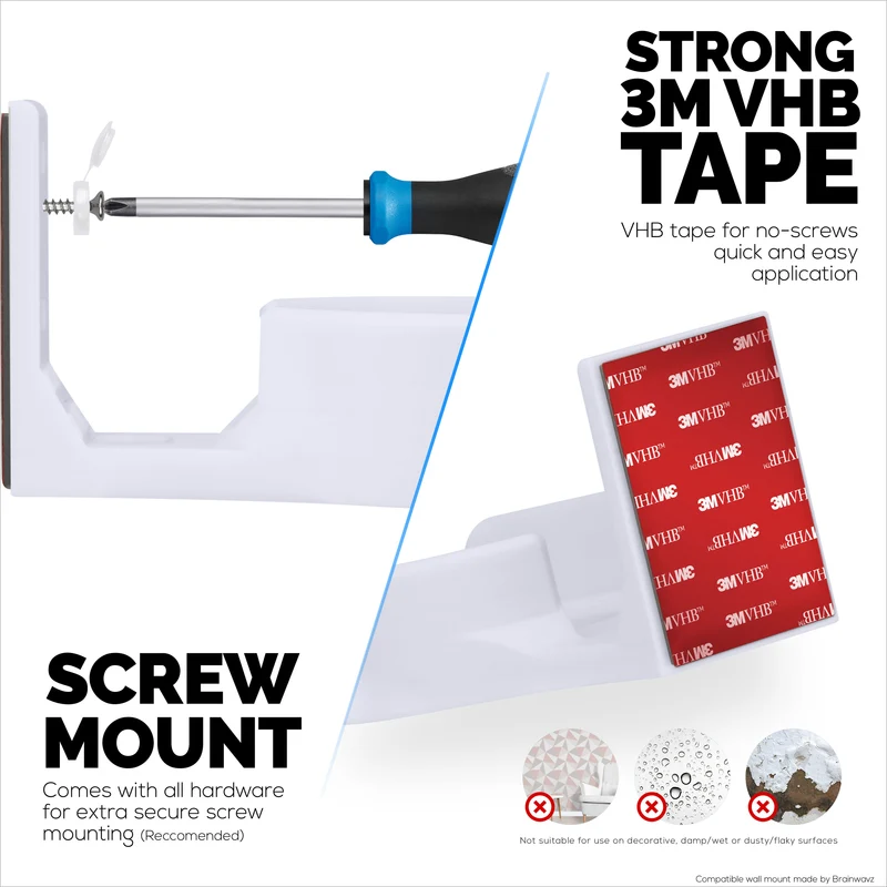 Screwless Wall Mount para sa TP-Link Deco X68, XE70, XE75, XE75 PRO, AXE5300 & AXE5400, Madaling I-install, Walang Gugulo, Bawasan ang Interference at Palakihin ang Saklaw, Dumikit Sa Adhesive Bracket, Puti Ni Brainwavz