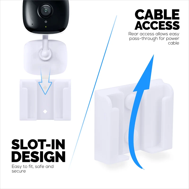 Supporto da parete adesivo in confezione da 2 per telecamera Tapo C100 TP-Link, supporto facile da installare, nessun disordine, riduce i punti ciechi e visualizzazione migliorata, installazione adesiva e avvitabile