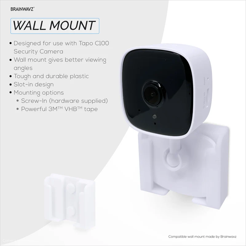 Supporto da parete adesivo in confezione da 2 per telecamera Tapo C100 TP-Link, supporto facile da installare, nessun disordine, riduce i punti ciechi e visualizzazione migliorata, installazione adesiva e avvitabile