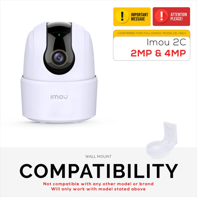 Wall Mount Compatible sa Imou 2C 2MP at 2C 4MP Pet & Baby Indoor Camera, Security Camera Holder Bracket, Bawasan ang Blind Spots at Clutter