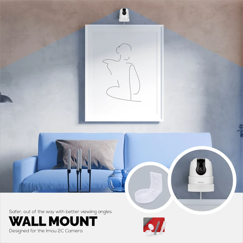 Wall Mount Compatible sa Imou 2C 2MP at 2C 4MP Pet & Baby Indoor Camera, Security Camera Holder Bracket, Bawasan ang Blind Spots at Clutter
