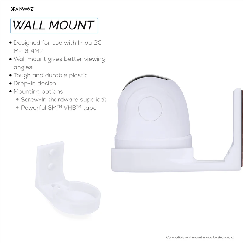 Wall Mount Compatible sa Imou 2C 2MP at 2C 4MP Pet & Baby Indoor Camera, Security Camera Holder Bracket, Bawasan ang Blind Spots at Clutter