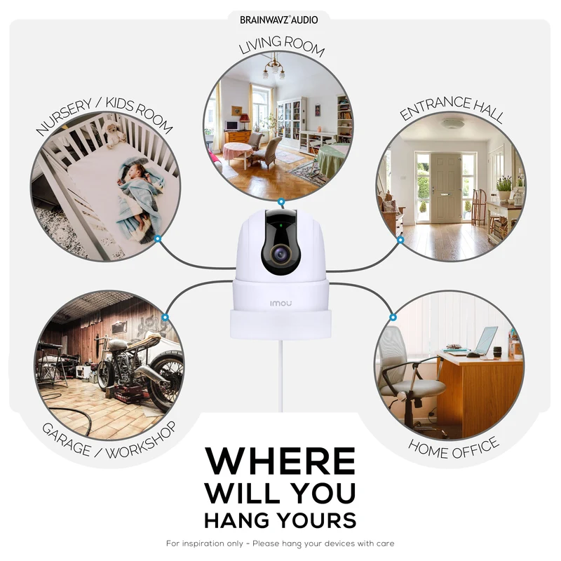Wall Mount Compatible sa Imou 2C 2MP at 2C 4MP Pet & Baby Indoor Camera, Security Camera Holder Bracket, Bawasan ang Blind Spots at Clutter