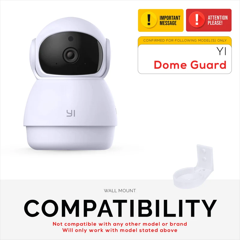 Wall Mount Para sa YI Dome Guard Pet at Baby Indoor Camera, Madaling I-install ang Adhesive Holder Bracket, Bawasan ang Blind Spots at Clutter
