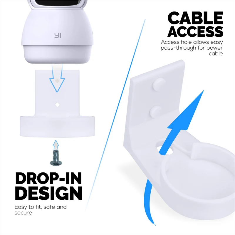 Wall Mount Para sa YI Dome Guard Pet at Baby Indoor Camera, Madaling I-install ang Adhesive Holder Bracket, Bawasan ang Blind Spots at Clutter