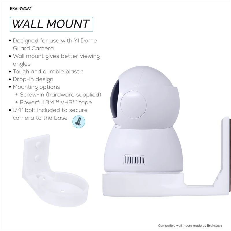 Wall Mount Para sa YI Dome Guard Pet at Baby Indoor Camera, Madaling I-install ang Adhesive Holder Bracket, Bawasan ang Blind Spots at Clutter