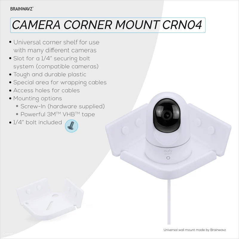 Tilted Corner Baby Monitor at Security Camera Wall Mount Holder Compatible sa Wansview, Blink, TP Link, Ring at Higit Pa (CRN04)