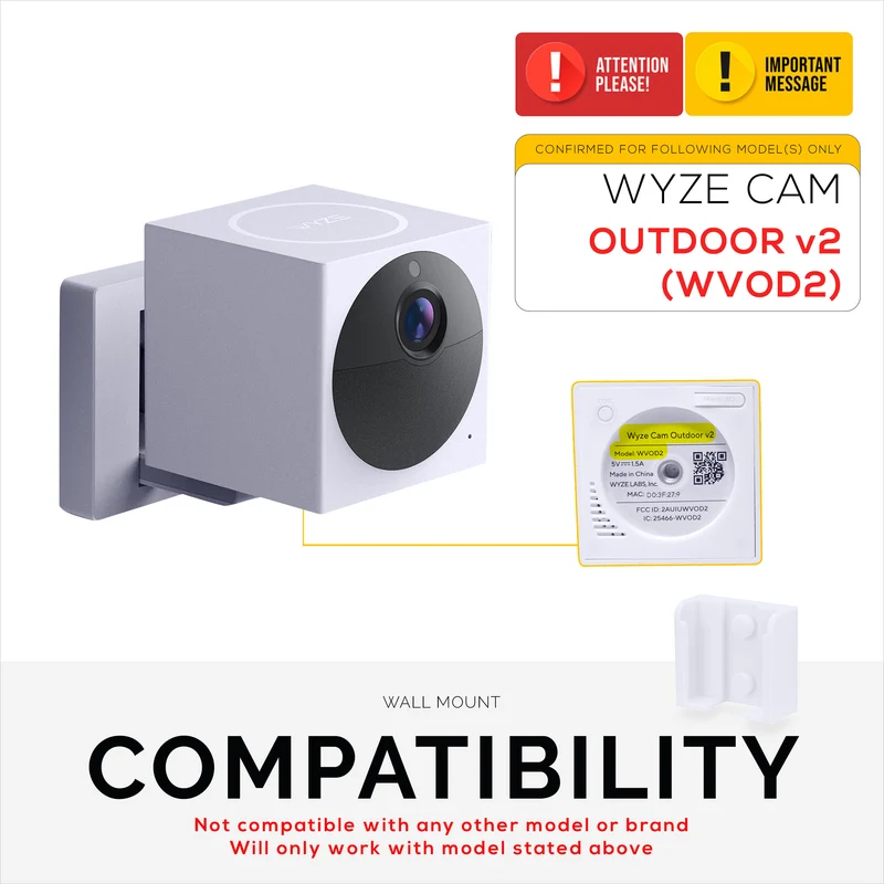 Wall Mount Para sa Wyze Cam Outdoor v2 Security Camera, Madaling I-install ang Holder Bracket, Bawasan ang Blind Spots at Clutter