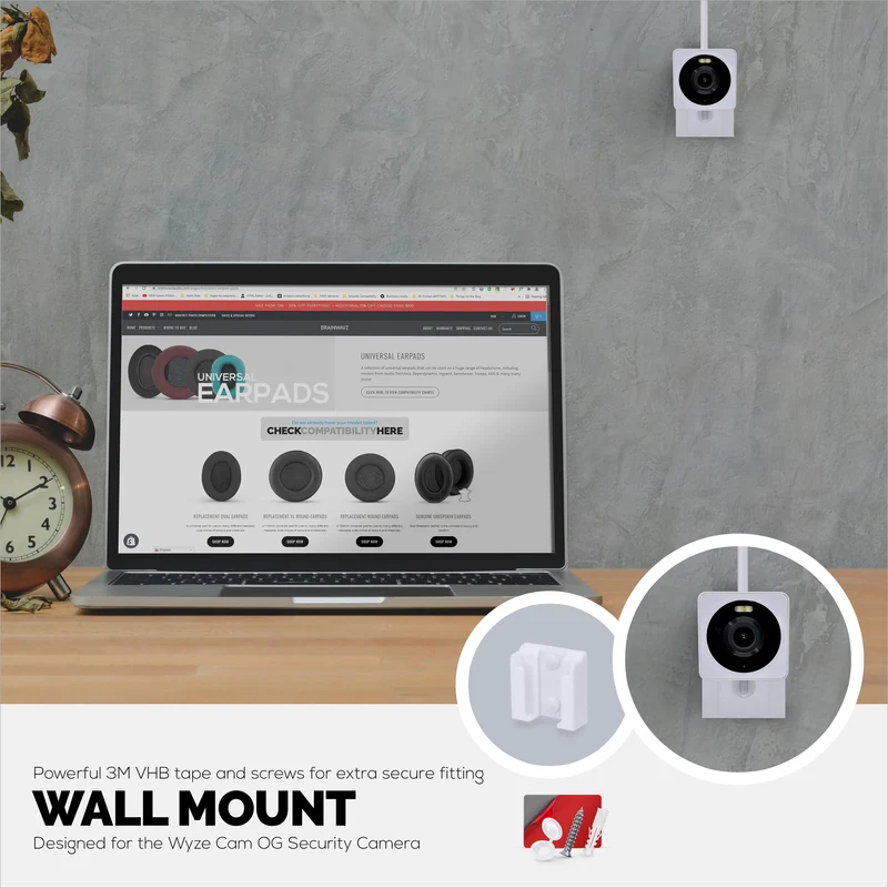 Montaggio a parete per telecamera Wi-Fi 1080p per interni/esterni WYZE Cam OG, staffa per supporto telecamera di sicurezza, riduzione di punti ciechi e disordine