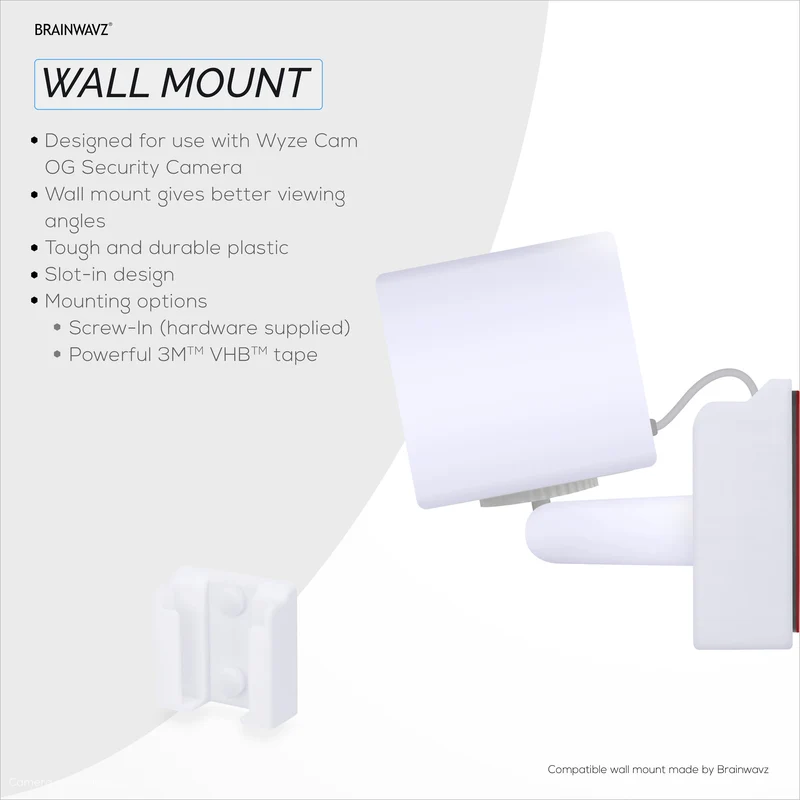 Montaggio a parete per telecamera Wi-Fi 1080p per interni/esterni WYZE Cam OG, staffa per supporto telecamera di sicurezza, riduzione di punti ciechi e disordine
