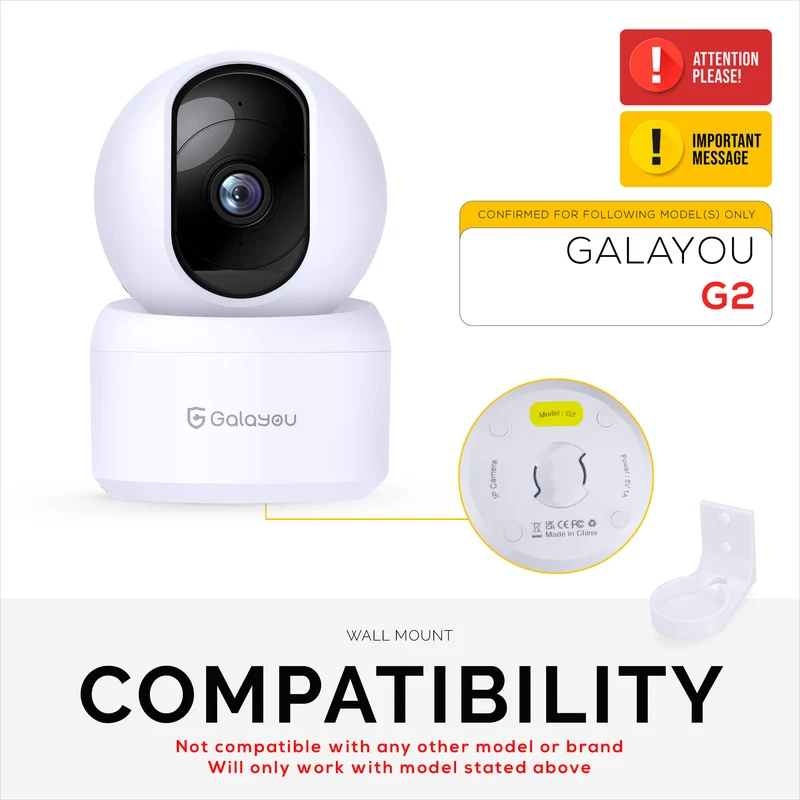 Supporto a parete per telecamera interna Galayou G2 Pet & Baby, staffa adesiva per supporto telecamera di sicurezza, riduzione di punti ciechi e disordine