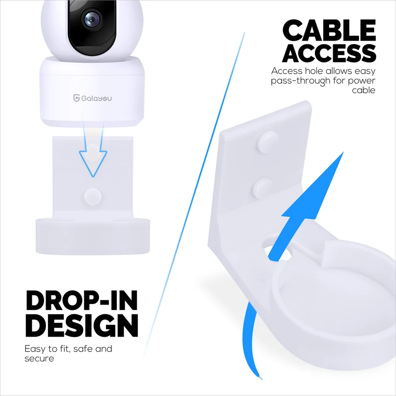 Supporto a parete per telecamera interna Galayou G2 Pet & Baby, staffa adesiva per supporto telecamera di sicurezza, riduzione di punti ciechi e disordine