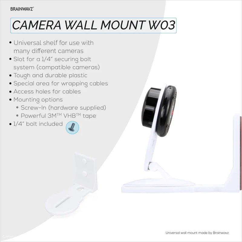 Ripiano adesivo per montaggio a parete per baby monitor e telecamera di sicurezza per Eufy, Wyze, Nanit, Infant Optics, Wansview, Blink, TP Link, Kasa, Ring e altro W03