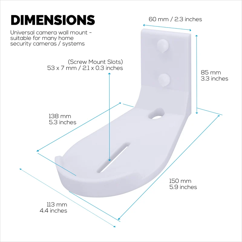 Tilted Baby Monitor at Security Camera Wall Mount Holder para sa Eufy, Wyze, Wansview, Blink, TP Link, Ring at Iba Pa - Adhesive at Screw-In Mounting, Madaling I-install na Holder Bracket (W07)