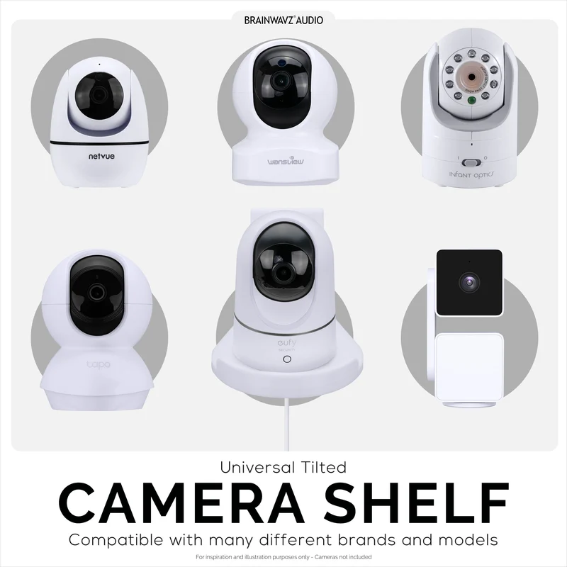 Tilted Baby Monitor at Security Camera Wall Mount Holder para sa Eufy, Wyze, Wansview, Blink, TP Link, Ring at Iba Pa - Adhesive at Screw-In Mounting, Madaling I-install na Holder Bracket (W07)