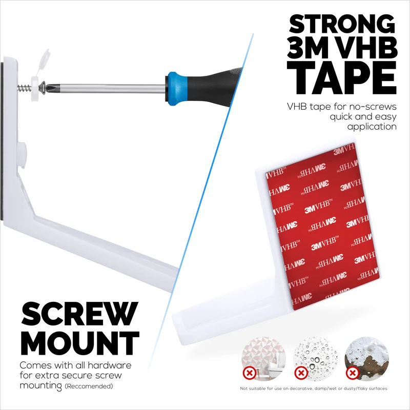 Tilted Baby Monitor at Security Camera Wall Mount Holder para sa Eufy, Wyze, Wansview, Blink, TP Link, Ring at Iba Pa - Adhesive at Screw-In Mounting, Madaling I-install na Holder Bracket (W07)