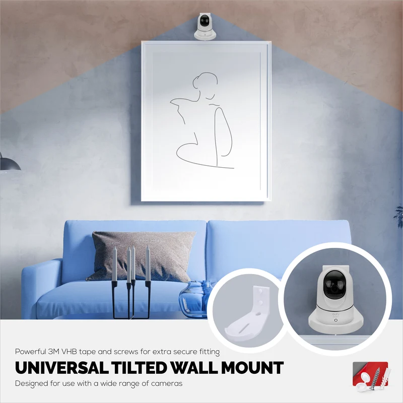 Tilted Baby Monitor at Security Camera Wall Mount Holder para sa Eufy, Wyze, Wansview, Blink, TP Link, Ring at Iba Pa - Adhesive at Screw-In Mounting, Madaling I-install na Holder Bracket (W07)