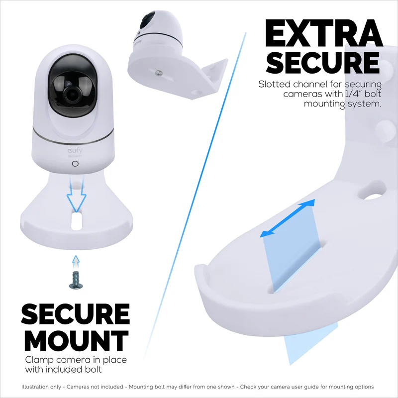 Tilted Baby Monitor at Security Camera Wall Mount Holder para sa Eufy, Wyze, Wansview, Blink, TP Link, Ring at Iba Pa - Adhesive at Screw-In Mounting, Madaling I-install na Holder Bracket (W07)