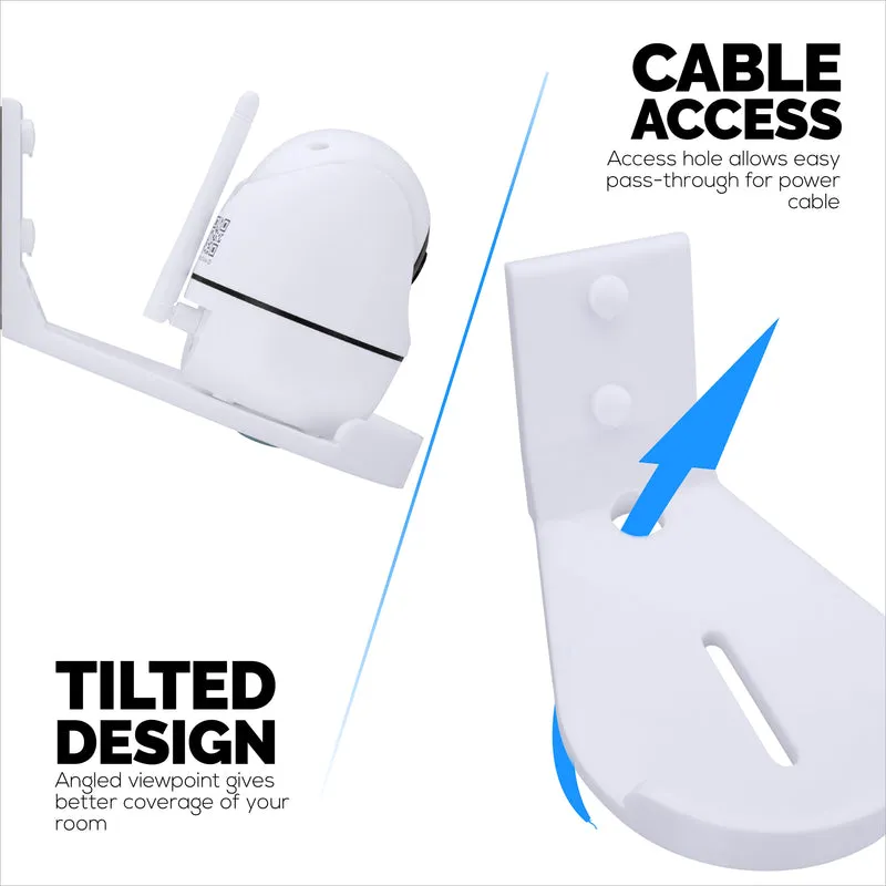 Tilted Baby Monitor at Security Camera Wall Mount Holder para sa Eufy, Wyze, Wansview, Blink, TP Link, Ring at Iba Pa - Adhesive at Screw-In Mounting, Madaling I-install na Holder Bracket (W07)