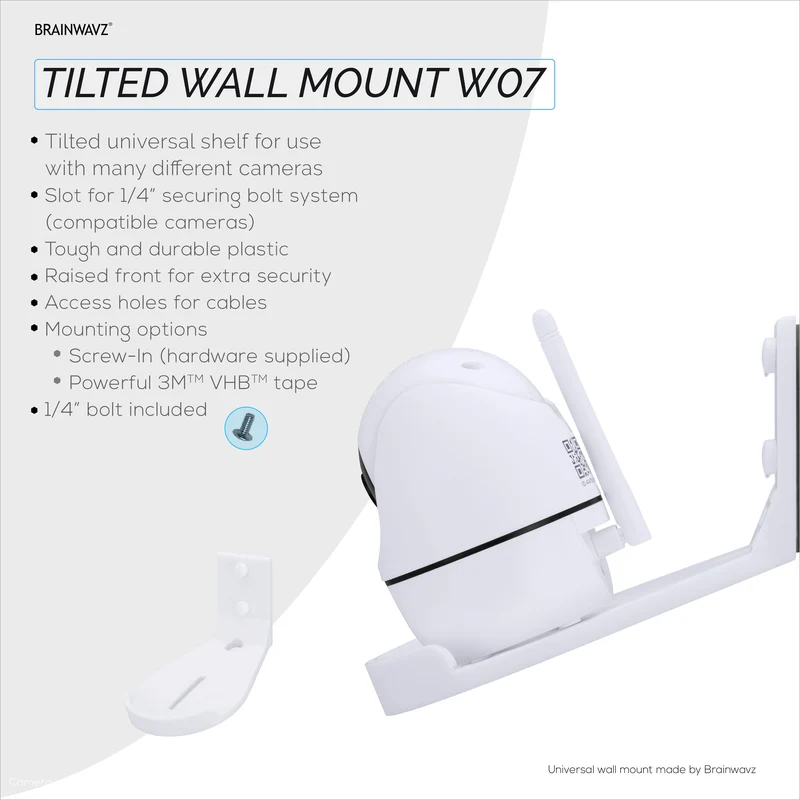 Tilted Baby Monitor at Security Camera Wall Mount Holder para sa Eufy, Wyze, Wansview, Blink, TP Link, Ring at Iba Pa - Adhesive at Screw-In Mounting, Madaling I-install na Holder Bracket (W07)