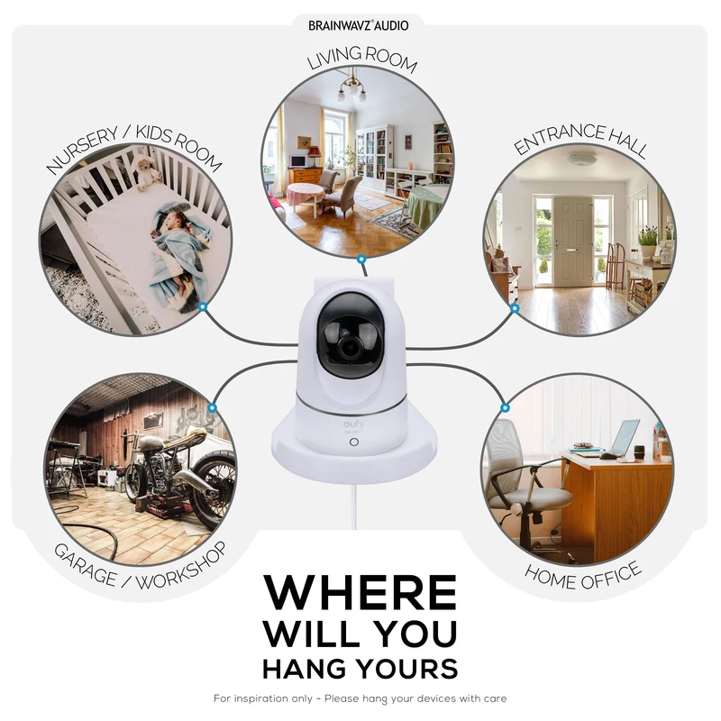Tilted Baby Monitor at Security Camera Wall Mount Holder para sa Eufy, Wyze, Wansview, Blink, TP Link, Ring at Iba Pa - Adhesive at Screw-In Mounting, Madaling I-install na Holder Bracket (W07)