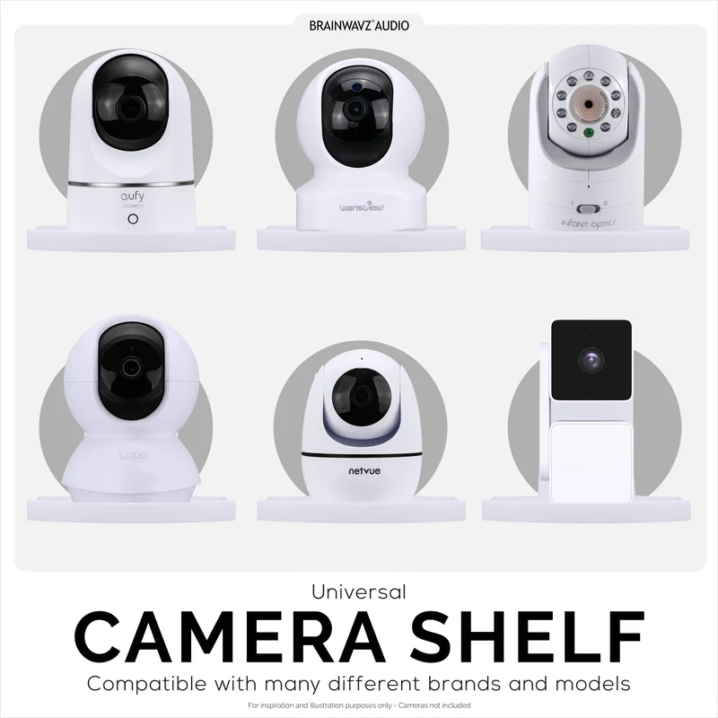 Square Baby Monitor at Security Camera Wall Mount Holder para sa Eufy, Wyze, Wansview, Blink, TP Link, Ring at Iba Pa - Malagkit at Naka-screw na Pag-mount, Madaling I-install na Holder Bracket (W05)