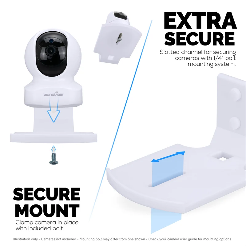 Square Baby Monitor at Security Camera Wall Mount Holder para sa Eufy, Wyze, Wansview, Blink, TP Link, Ring at Iba Pa - Malagkit at Naka-screw na Pag-mount, Madaling I-install na Holder Bracket (W05)
