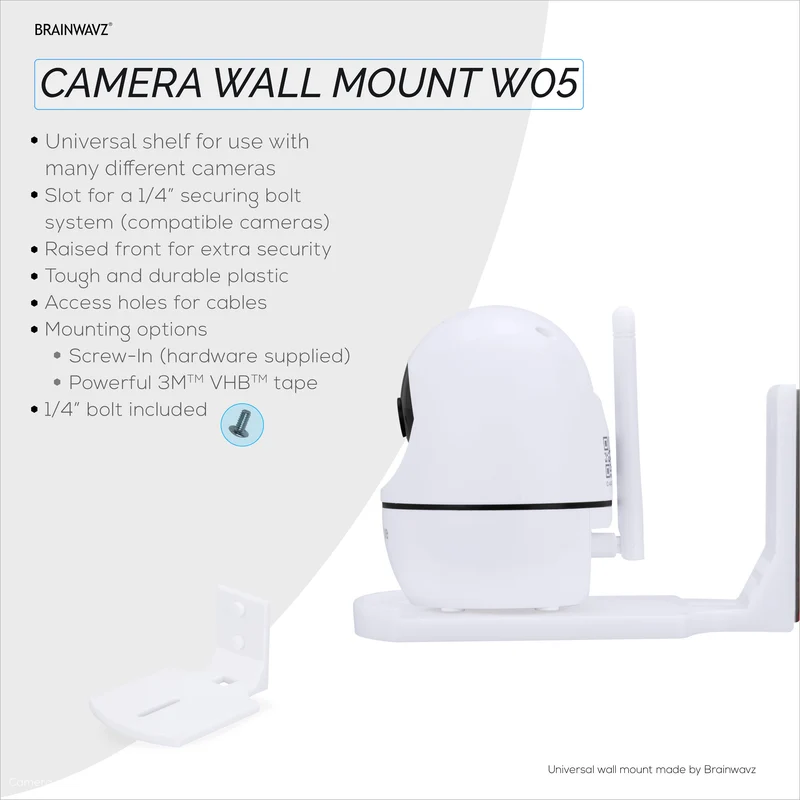 Square Baby Monitor at Security Camera Wall Mount Holder para sa Eufy, Wyze, Wansview, Blink, TP Link, Ring at Iba Pa - Malagkit at Naka-screw na Pag-mount, Madaling I-install na Holder Bracket (W05)