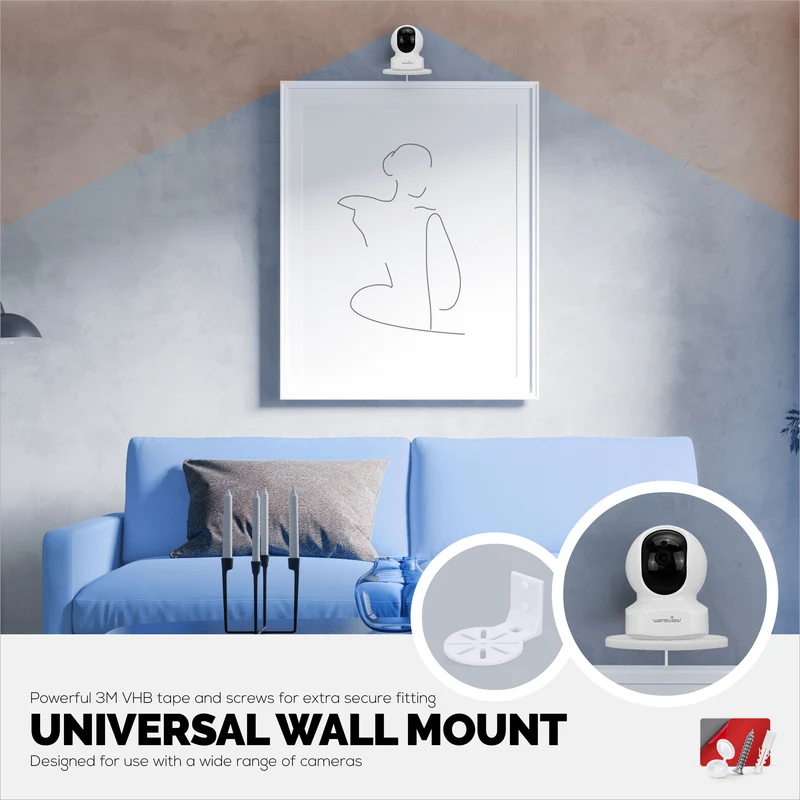 Supporto adesivo da parete per baby monitor e telecamere di sicurezza, compatibile con Eufy, Wyze, Nanit, Infant Optics, Blink, TP Link, Kasa, Ring e altri marchi. Staffa di sicurezza facile da installare (W06)
