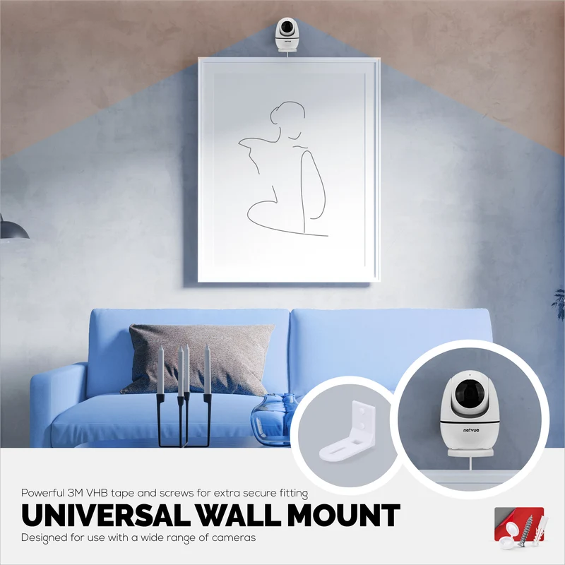 Supporto adesivo da parete per baby monitor, compatibile con Eufy, Wyze, Nanit, Infant Optics, Wansview, Blink, TP Link, Kasa, Ring e altri modelli. Staffa di sicurezza facile da installare (W01)