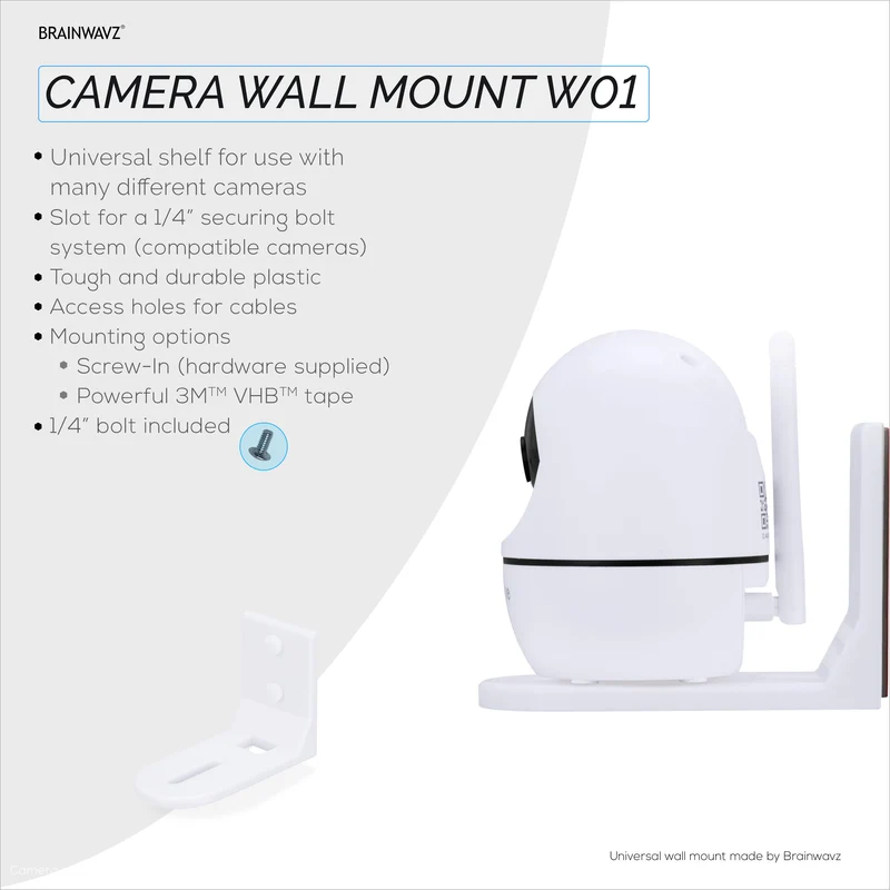 Supporto adesivo da parete per baby monitor, compatibile con Eufy, Wyze, Nanit, Infant Optics, Wansview, Blink, TP Link, Kasa, Ring e altri modelli. Staffa di sicurezza facile da installare (W01)