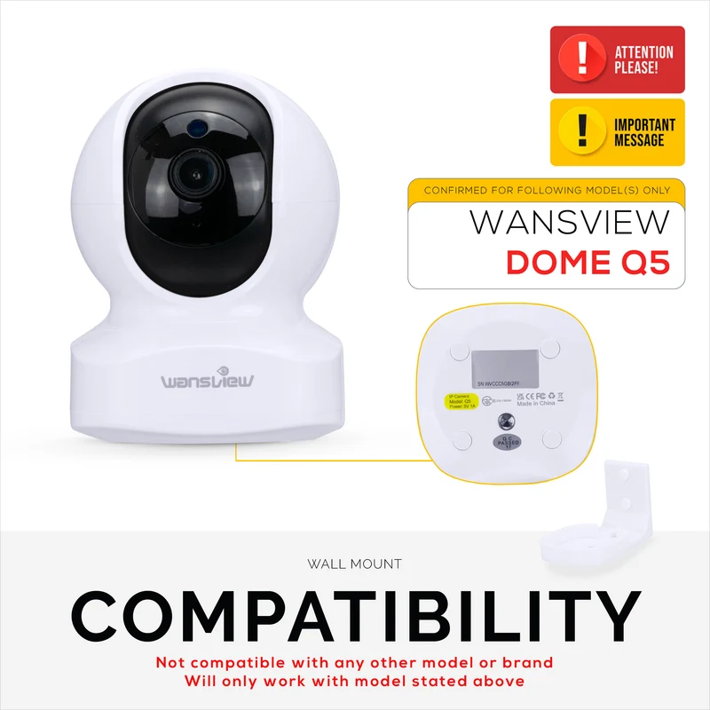 Supporto per montaggio a parete per telecamera di sicurezza intelligente Wansview Dome Q5, staffa progettata su misura, riduce i punti ciechi e il disordine