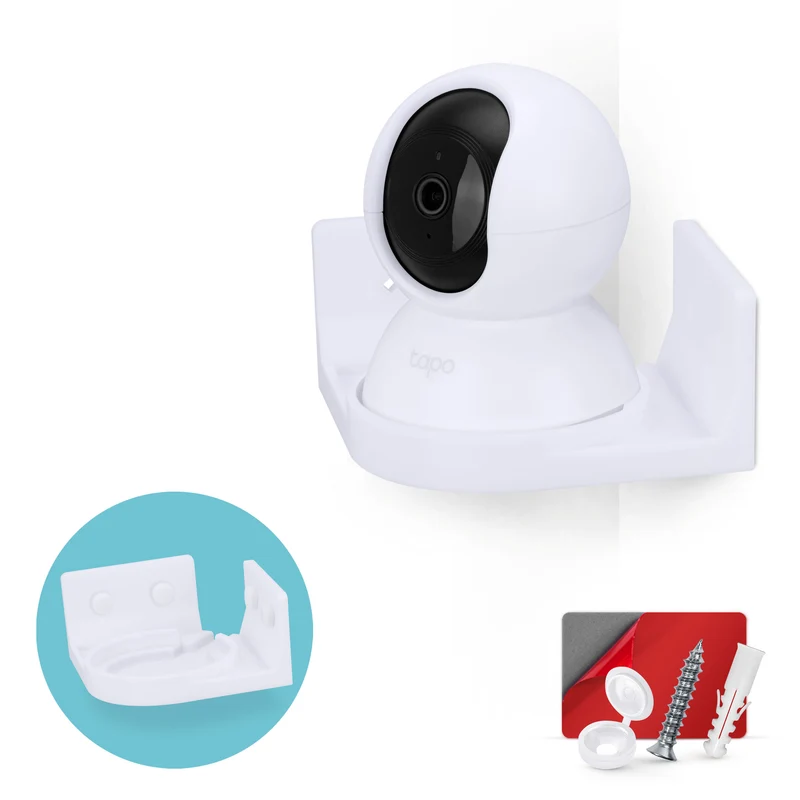 Corner Wall Mount para sa Tapo Pan/Tilt C200/C210 Pet & Baby Indoor Camera, Security Camera Holder Bracket, Bawasan ang Blind Spots at Clutter, Adhesive at Screw-In Mounting