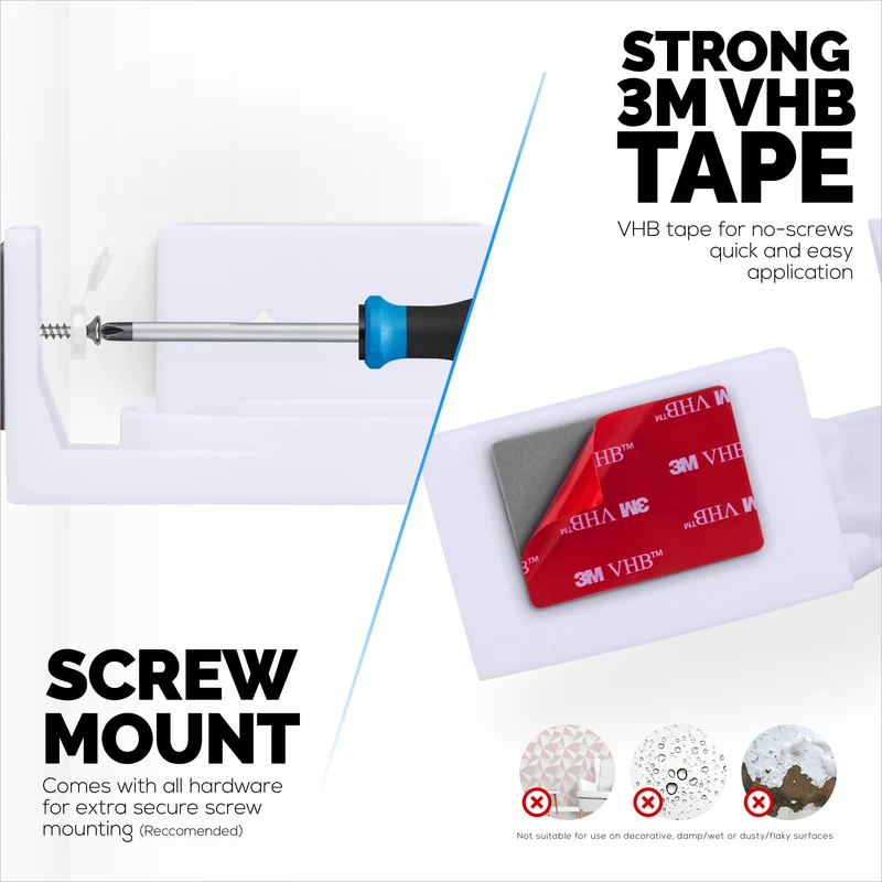 Corner Wall Mount para sa Tapo Pan/Tilt C200/C210 Pet & Baby Indoor Camera, Security Camera Holder Bracket, Bawasan ang Blind Spots at Clutter, Adhesive at Screw-In Mounting