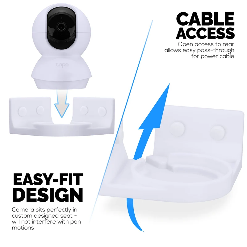 Corner Wall Mount para sa Tapo Pan/Tilt C200/C210 Pet & Baby Indoor Camera, Security Camera Holder Bracket, Bawasan ang Blind Spots at Clutter, Adhesive at Screw-In Mounting