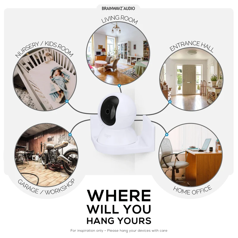Corner Wall Mount para sa Tapo Pan/Tilt C200/C210 Pet & Baby Indoor Camera, Security Camera Holder Bracket, Bawasan ang Blind Spots at Clutter, Adhesive at Screw-In Mounting