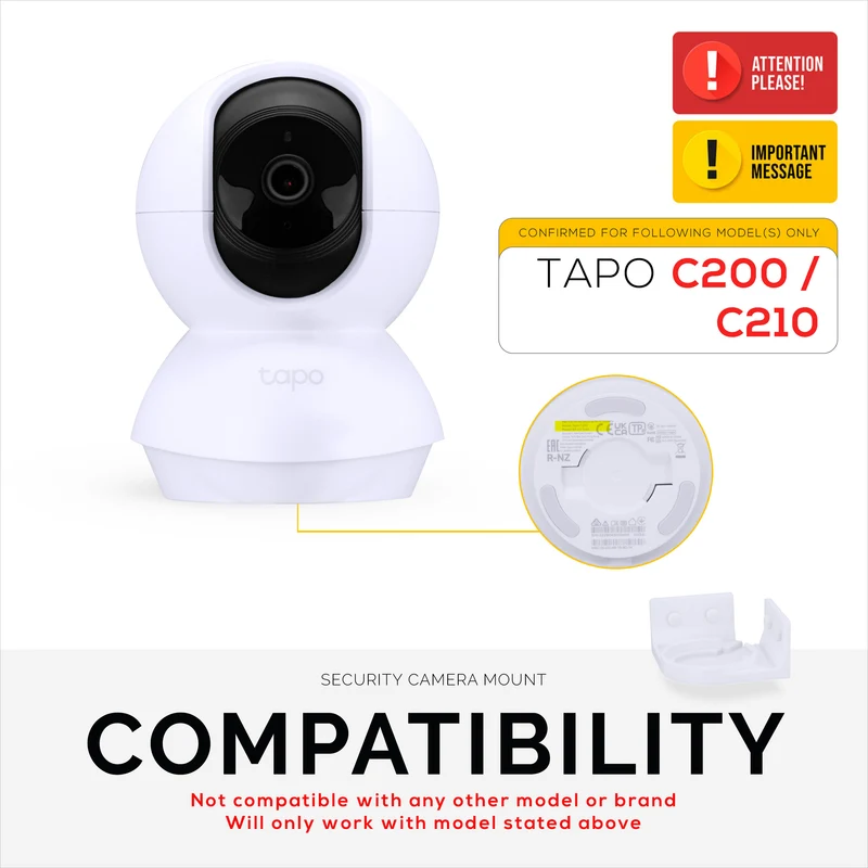 Wall Mount Holder Para sa Tapo Pan/Tilt (C200 & C210) Smart Security Camera, Custom Designed Bracket, Bawasan ang Blind Spots at Clutter